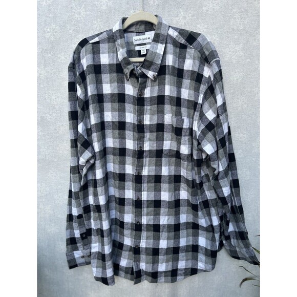 Saddlebred Flannel Shirt 2XLT Men's Black Buffalo Plaid Button Up Long Sleeve - Picture 1 of 6